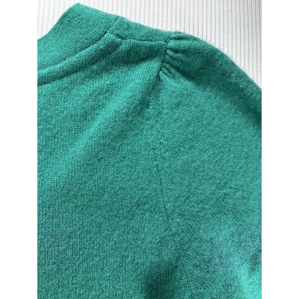 Anthropologie‎ Maeve Puff Sleeve 100% Cashmere Cardi Sweater Green XS - Picture 8 of 9